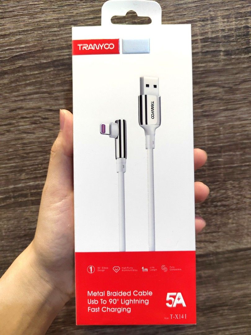 Tranyoo Metal Cable USB to 90° Lightning Cable
