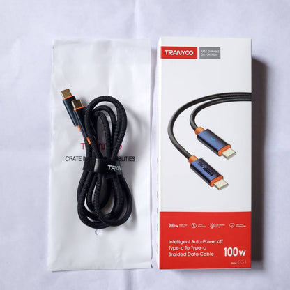 100w Type C To C Metal Braided Cable And Box Upper View