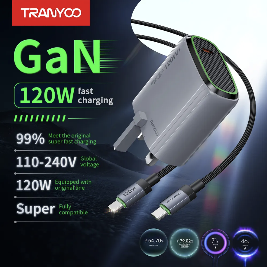 120w Charger Adapter And Cable Side View