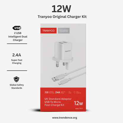 12W Dual USB Adapter Box Front View