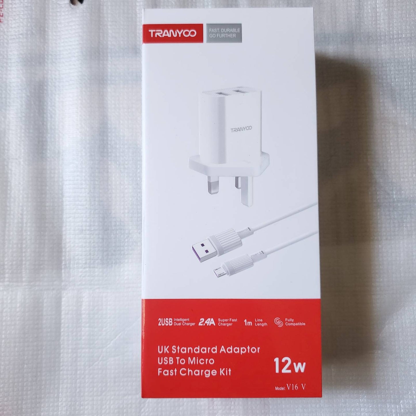 12W Dual USB Adapter Box Side View