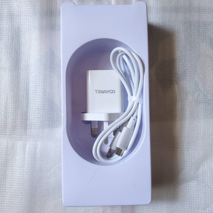 12W Dual USB Adapter With Cable Front View