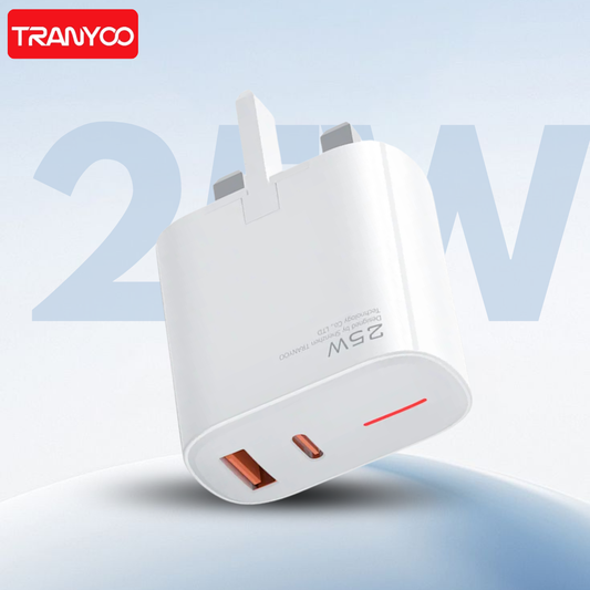 25w Dual Port Charger Adapter Front View