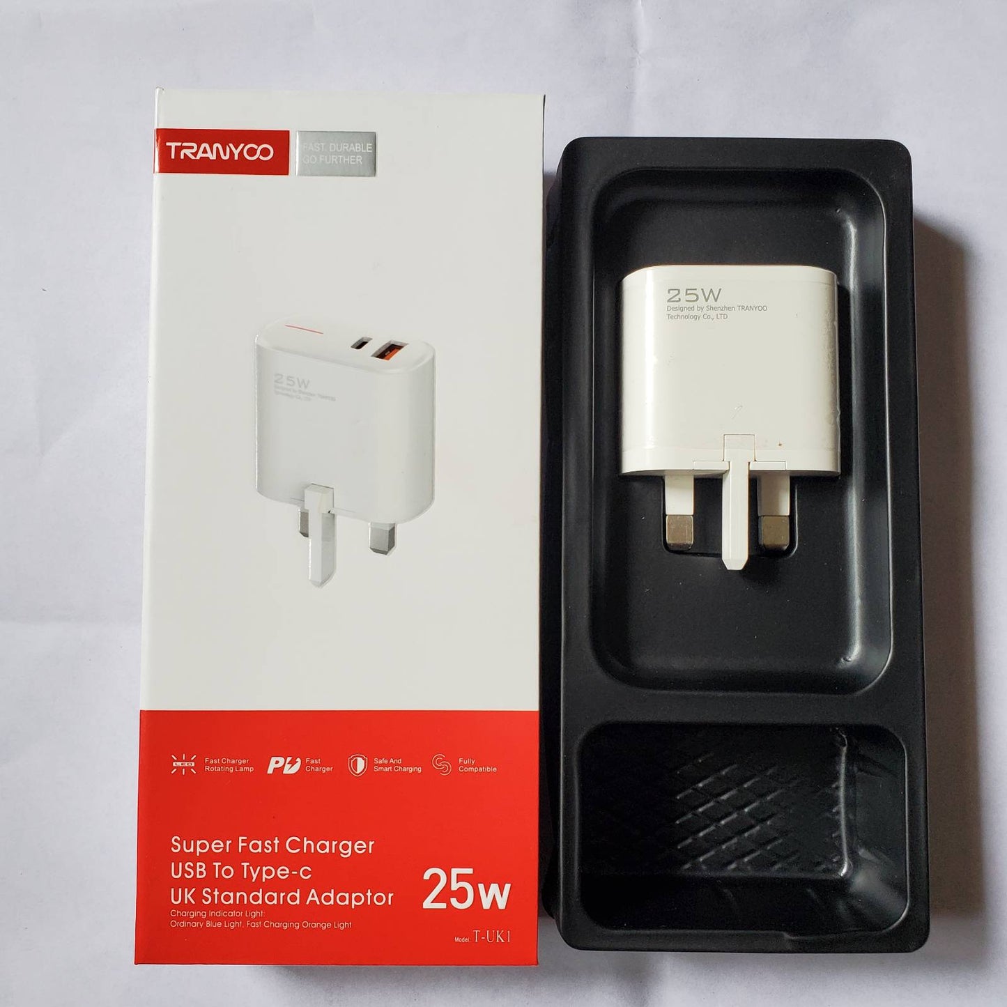 25w Dual Port Charger Adapter And Box Upper view