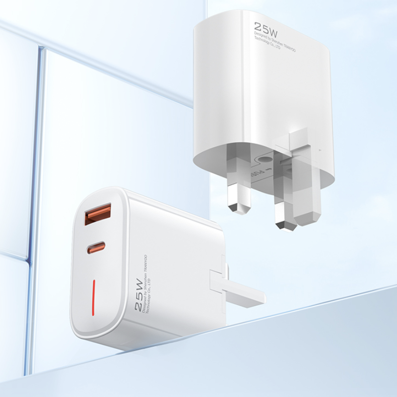 25w Dual Port Charger Adapters Front And Side View
