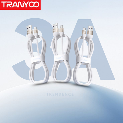 3A White USB Cables Side View