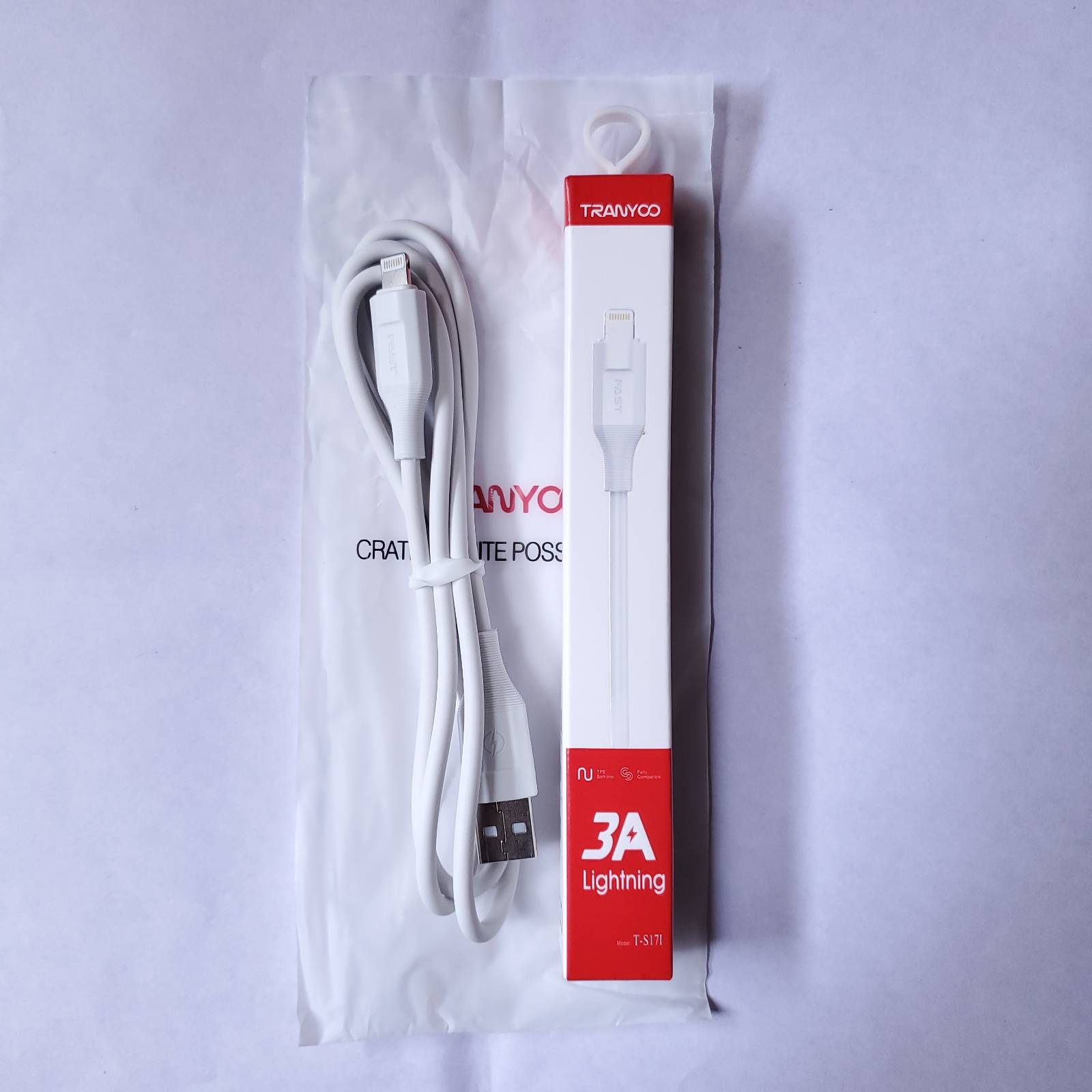 3A White USB To Lightning Cable And Box Upper View