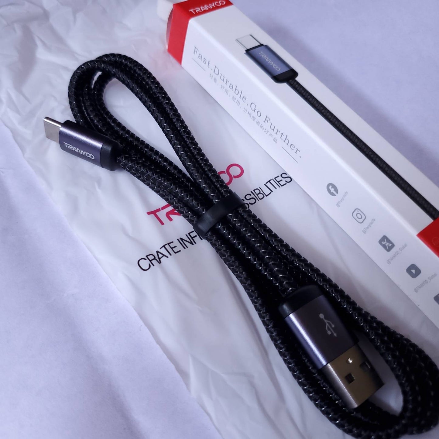 6A_USB_To Type C Metal Cable And Box Side View