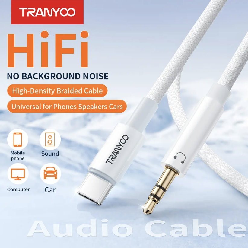 Audio Cable Type C To 3.5mm Aux Details Close In View