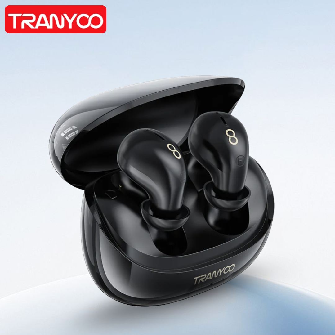 Bluetooth Earbuds Black Color Close In View