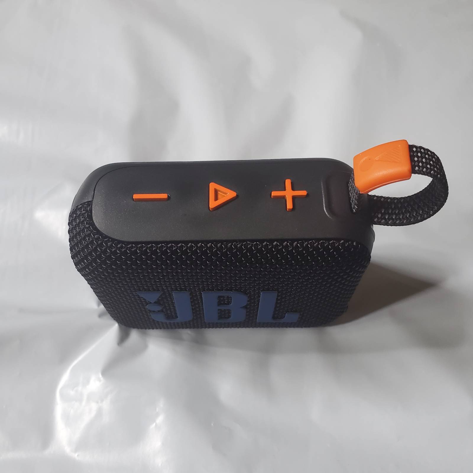 JBL GO4 Black Speaker With Blue Logo Upper View