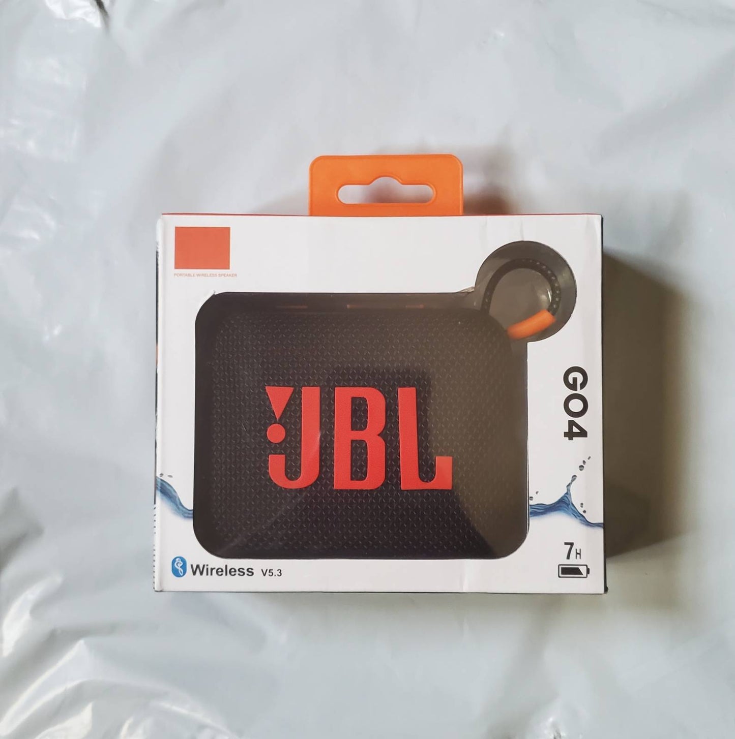 JBL GO4 Black Speaker With Red Logo In Box Front View