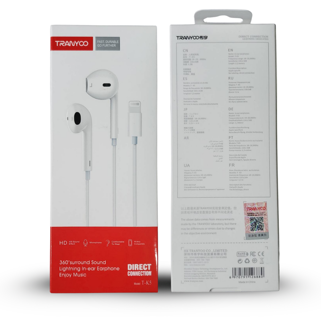 Lightning In ear Earphone Direct Connect Box Front And Back View