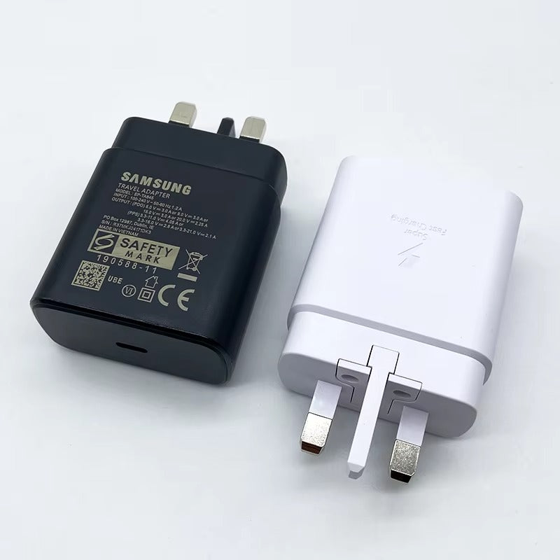 Samsung 45w White And Black Adapter Upper View