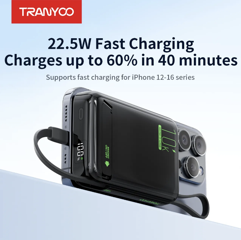 Magnetic Wirless PowerBank 10,000mAh (Tranyoo Original)