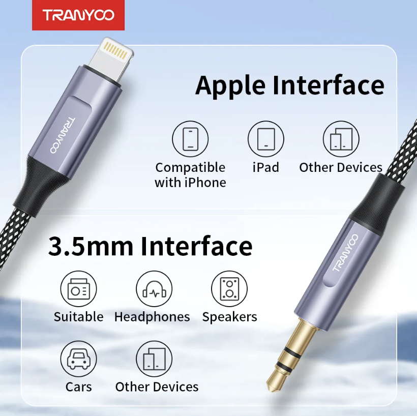 Audio Cable lightning to 3.5mm AUX (Original Tranyoo)