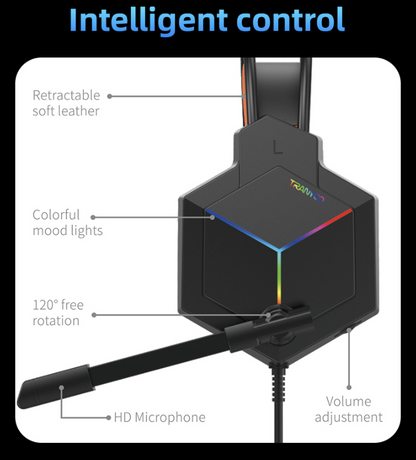 Wired Gaming Headphones With RGB Lights And NCM Microphone