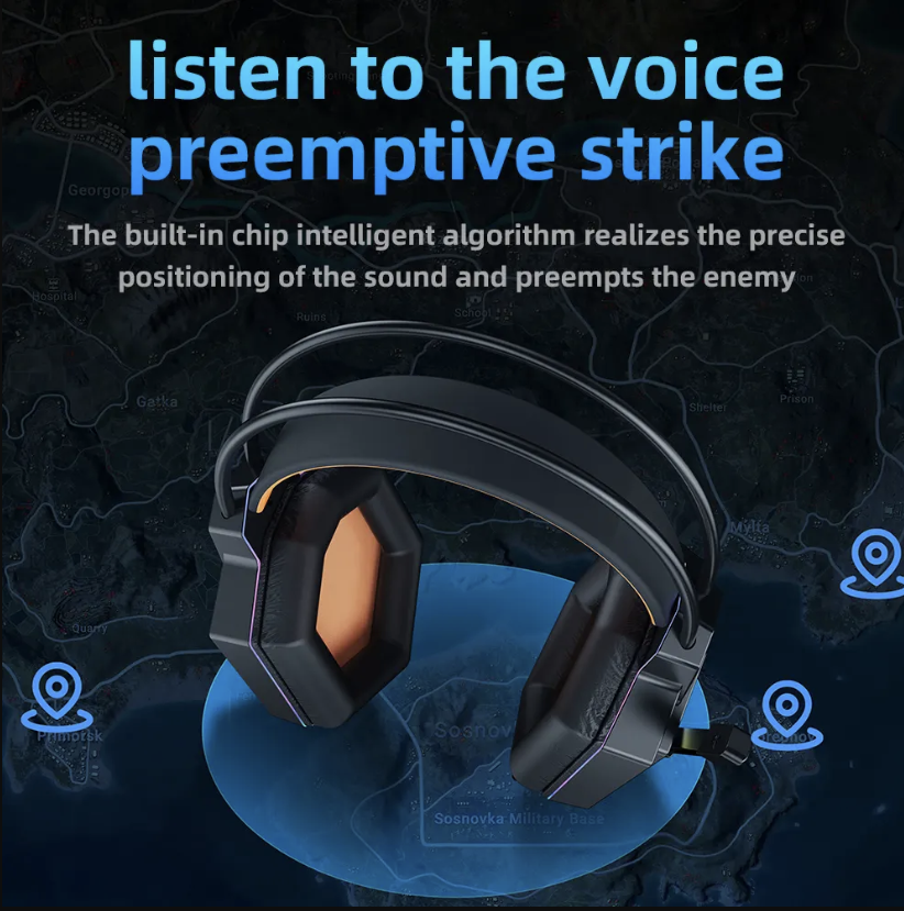 Wired Gaming Headphones With RGB Lights And NCM Microphone