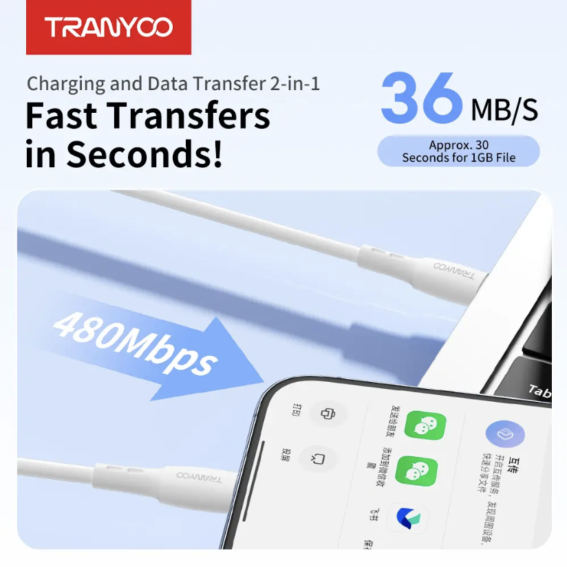 20W Tranyoo Type C to Lightning Cable