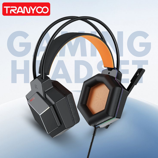 Wired Gaming Headphones With RGB Lights And NCM Microphone Close In View